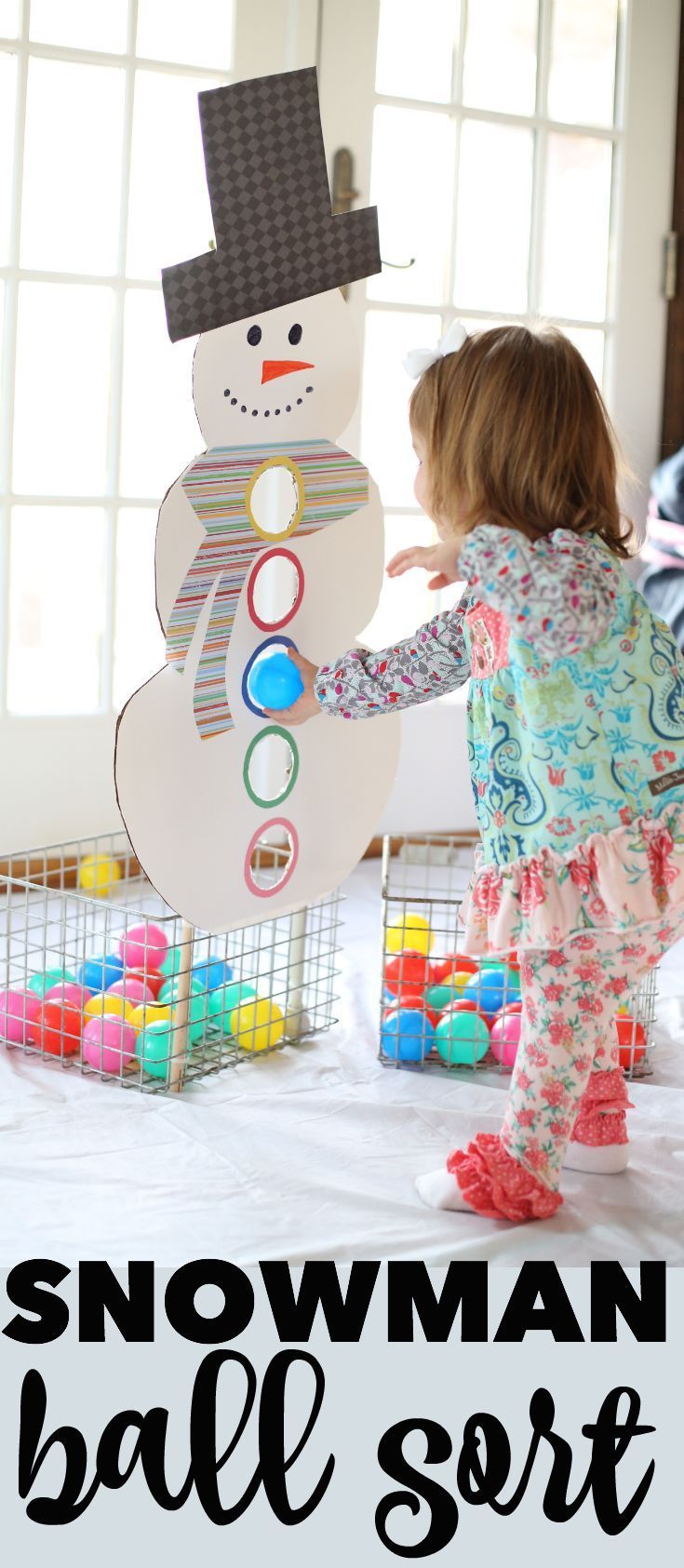 Snowman Ball Sort: The perfect way to keep toddlers busy in the winter while encou