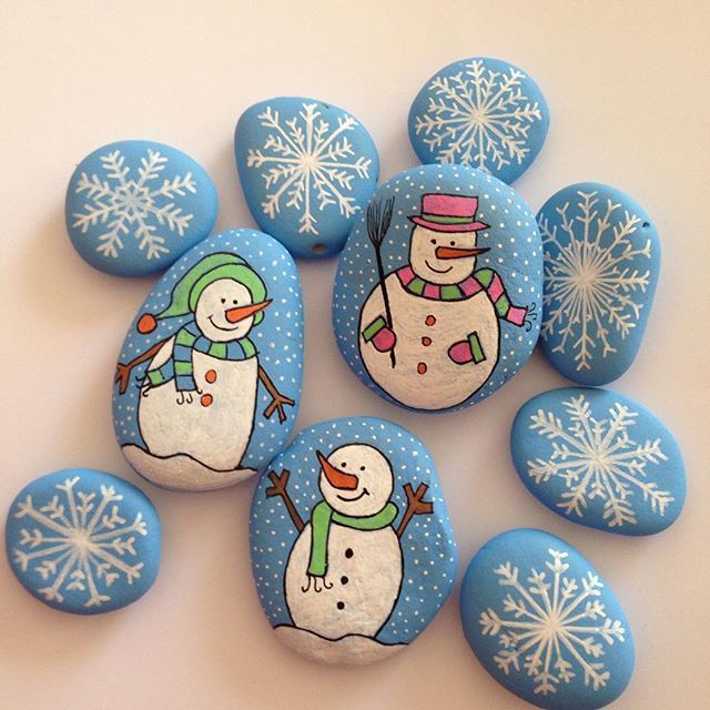 snowman painted rocks