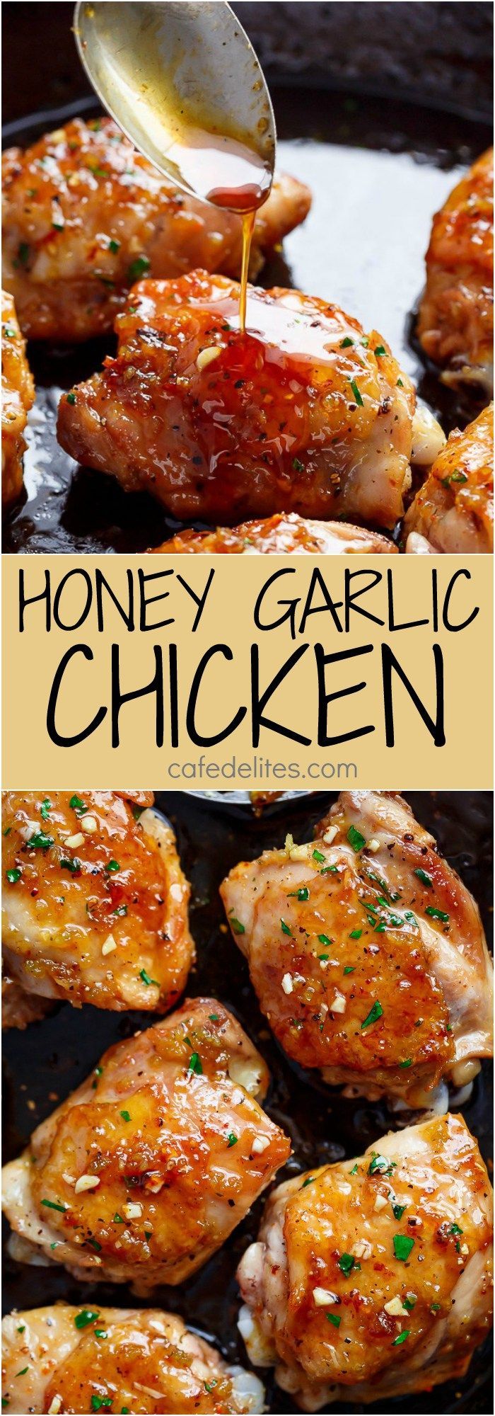 Sticky and Easy Honey Garlic Chicken made simple, with the most amazing 5-ingredie