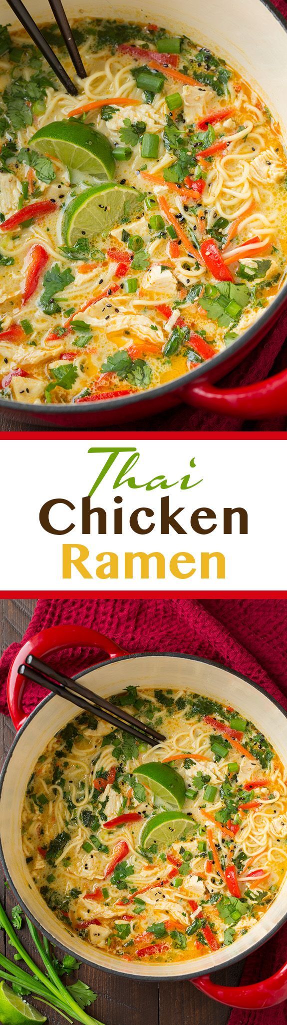 Thai Chicken Ramen – this soup features many layers of flavors, including onion, g