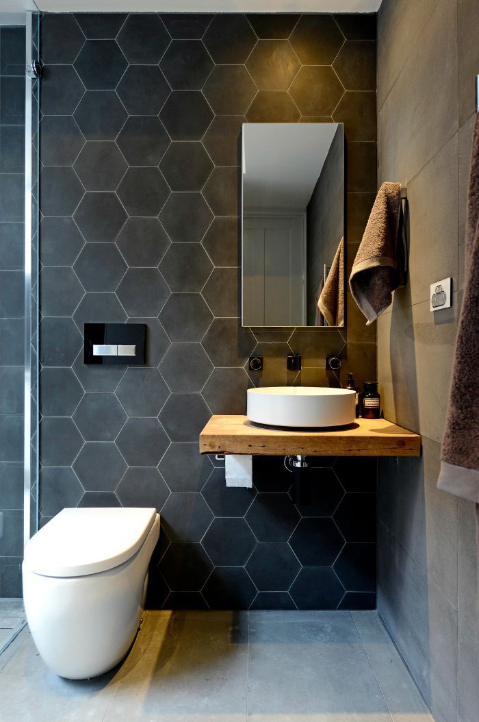 The Block: Bathrooms and Terrace Kyal and Kara – hexagon on the walls – large tile