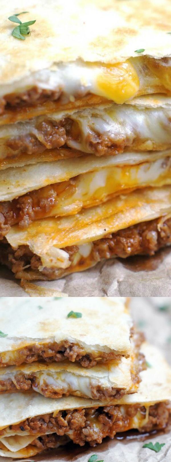 These Cheesy Ground Beef Quesadillas from 5 Boys Baker are an easy weeknight dinne