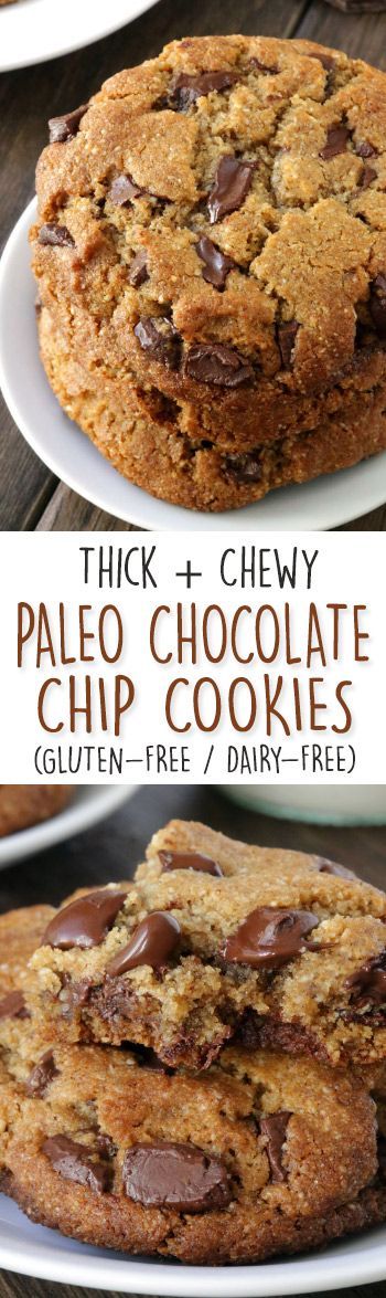These paleo chocolate chip cookies are thick, chewy and have the perfect texture a