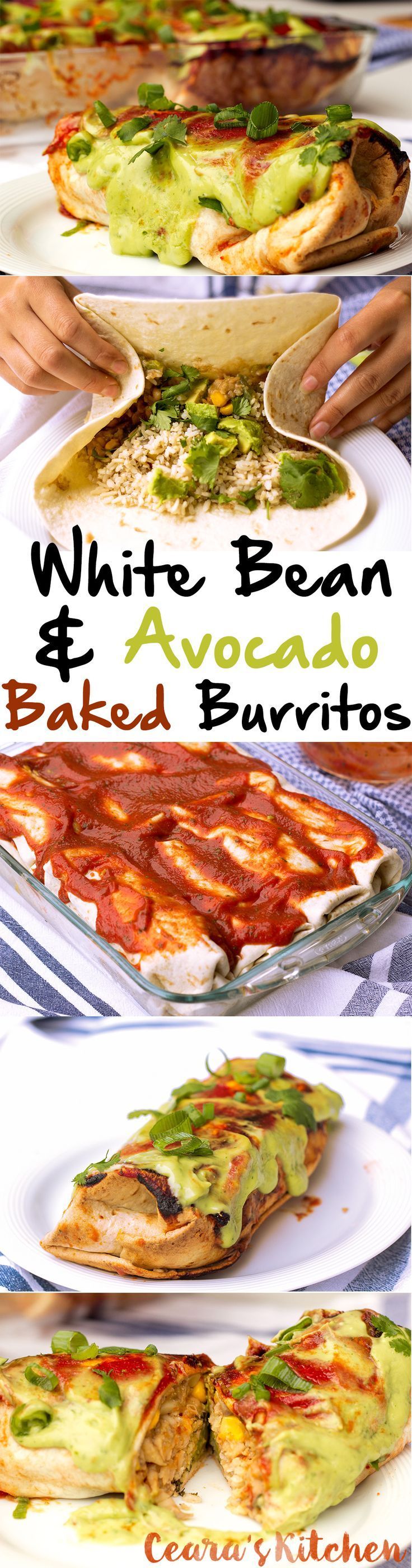 These White Bean and Avocado Baked Burritos make the perfect dinner – stuffed with
