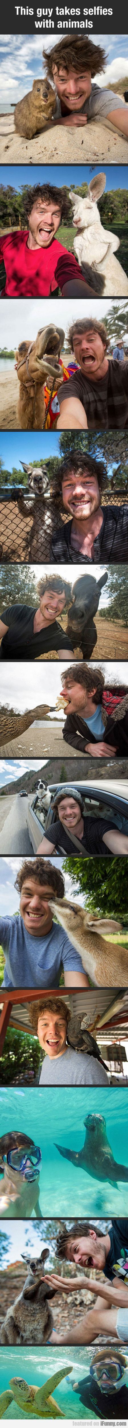 This Guy Takes Selfies With Animals #Funny-Pics www.flaproduction…