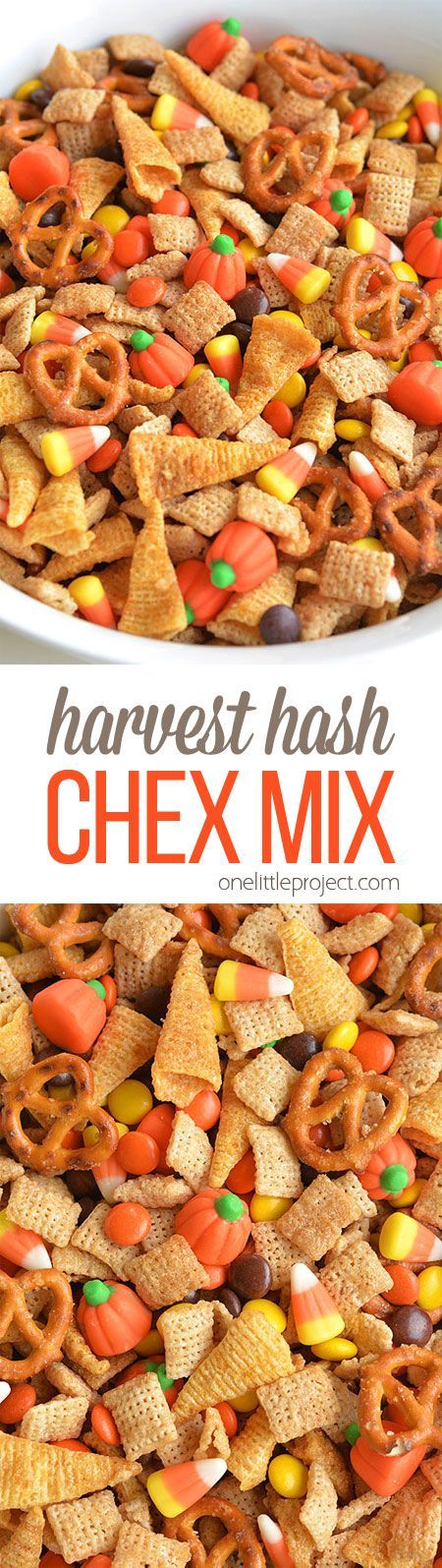 This Halloween harvest hash Chex mix is the PERFECT combination of sweet and salty