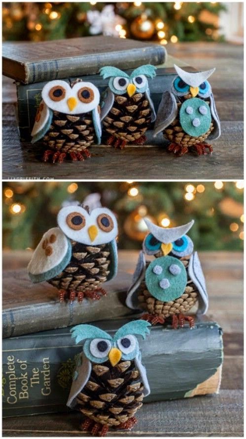 This is so cute anytime. Pinecone Owls