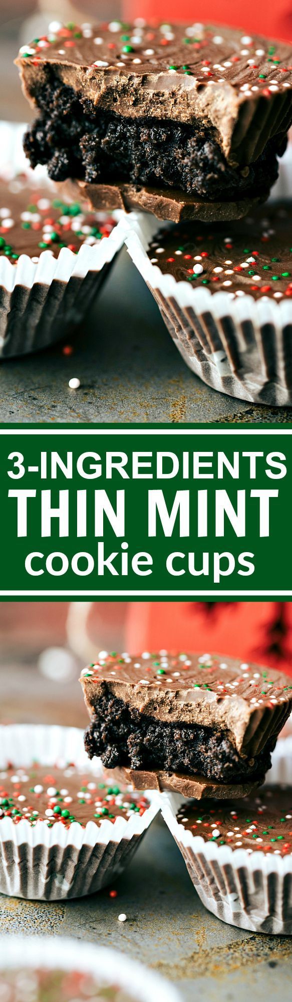 THREE INGREDIENT easy, no-bake Chocolate THIN MINT cups