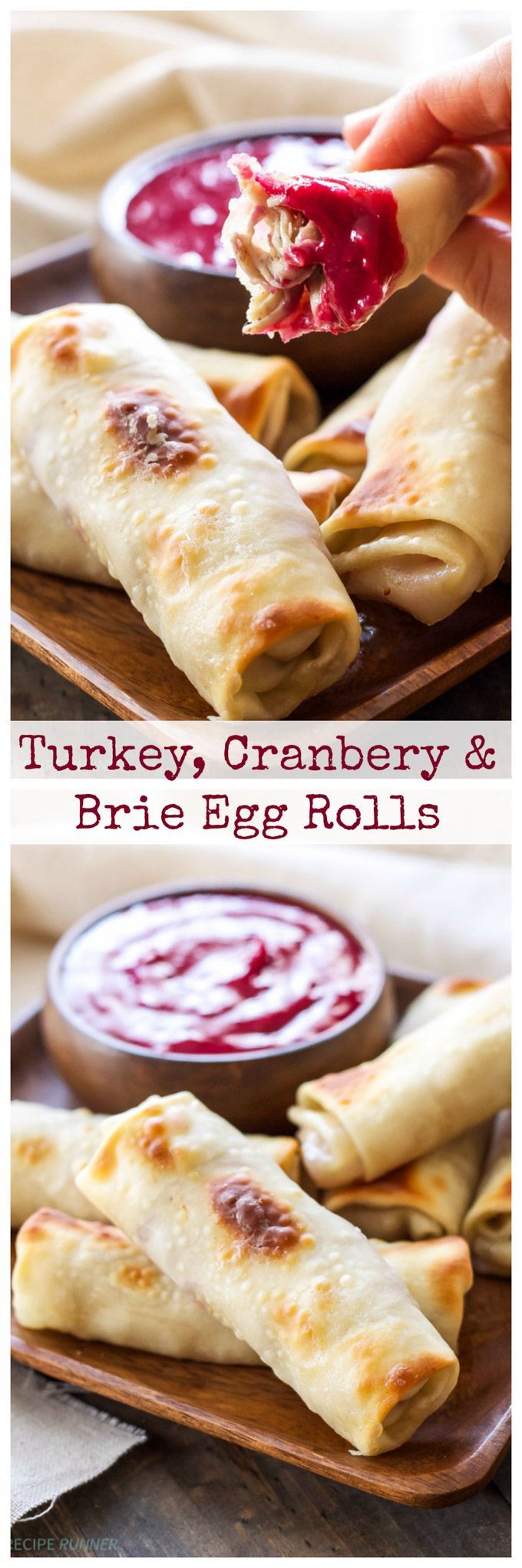 Turkey Cranberry and Brie Egg Rolls….Baked egg rolls stuffed with leftover Thank