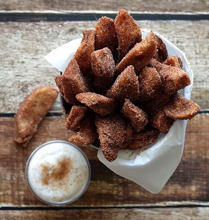 Vegan Cinnamon-Sugared Apple “Fries” with a Vanilla Coconut Milk Whipped