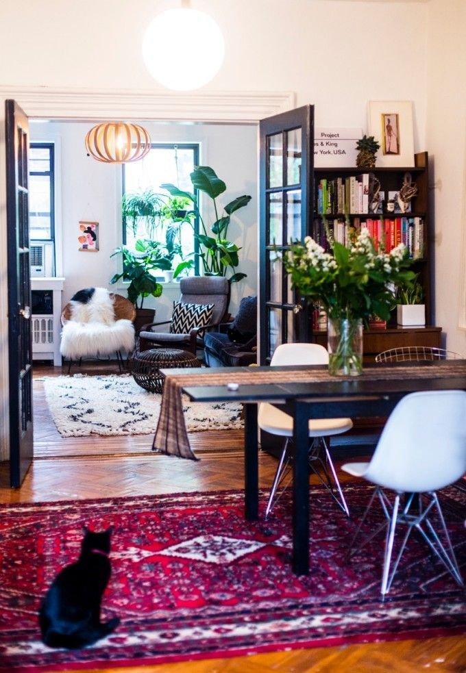 Warm, Eclectic One Bedroom | A Cup of Jo (NOTE: kurdish rug via this ebay site: ww