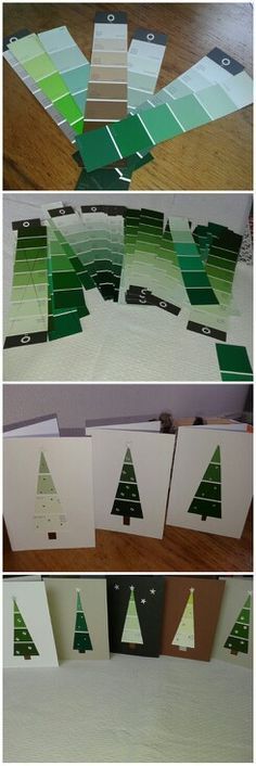 Weihnachtskarten aus Farbmusterstreifen
