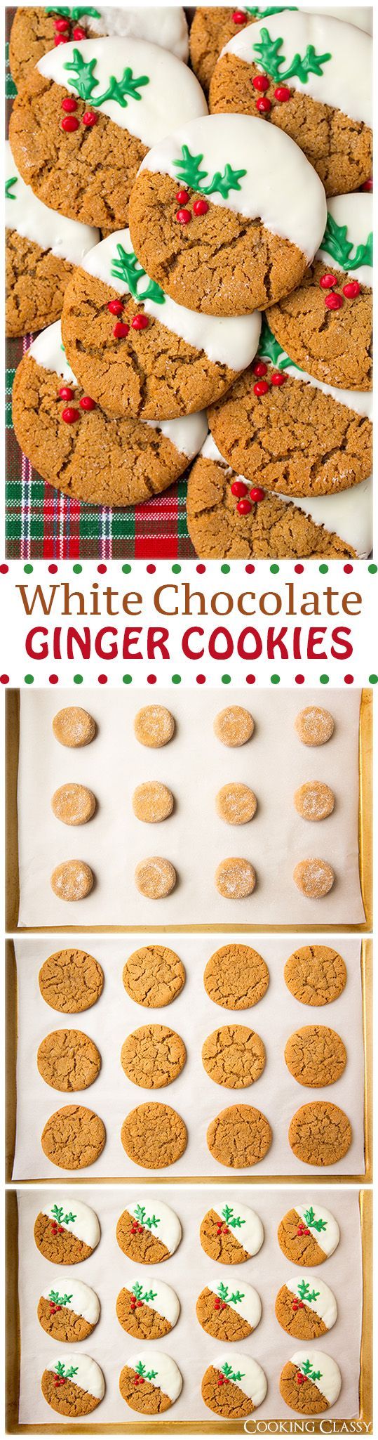 White Chocolate Dipped Ginger Cookies (soft and chewy) – these cookies are SO GOOD
