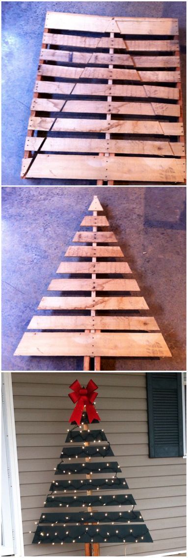 Wooden Skid/Shipping Board Christmas Tree- perfect for the front porch! made with