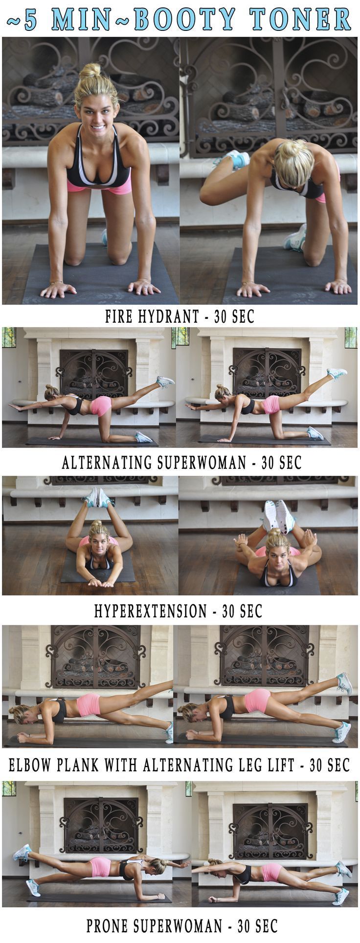 5 min Butt Workout. Slim, sculpt, and lift your booty with this quick routine.