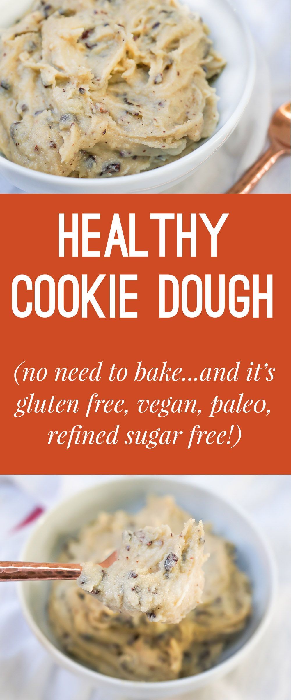 A recipe for healthy no-bake cookie dough! Vegan, Gluten Free, Refined Sugar Free