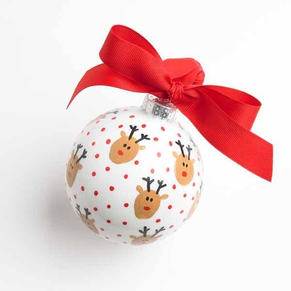 Adorn your tree with this cute fingerprint reindeer ornament, perfect for Christma