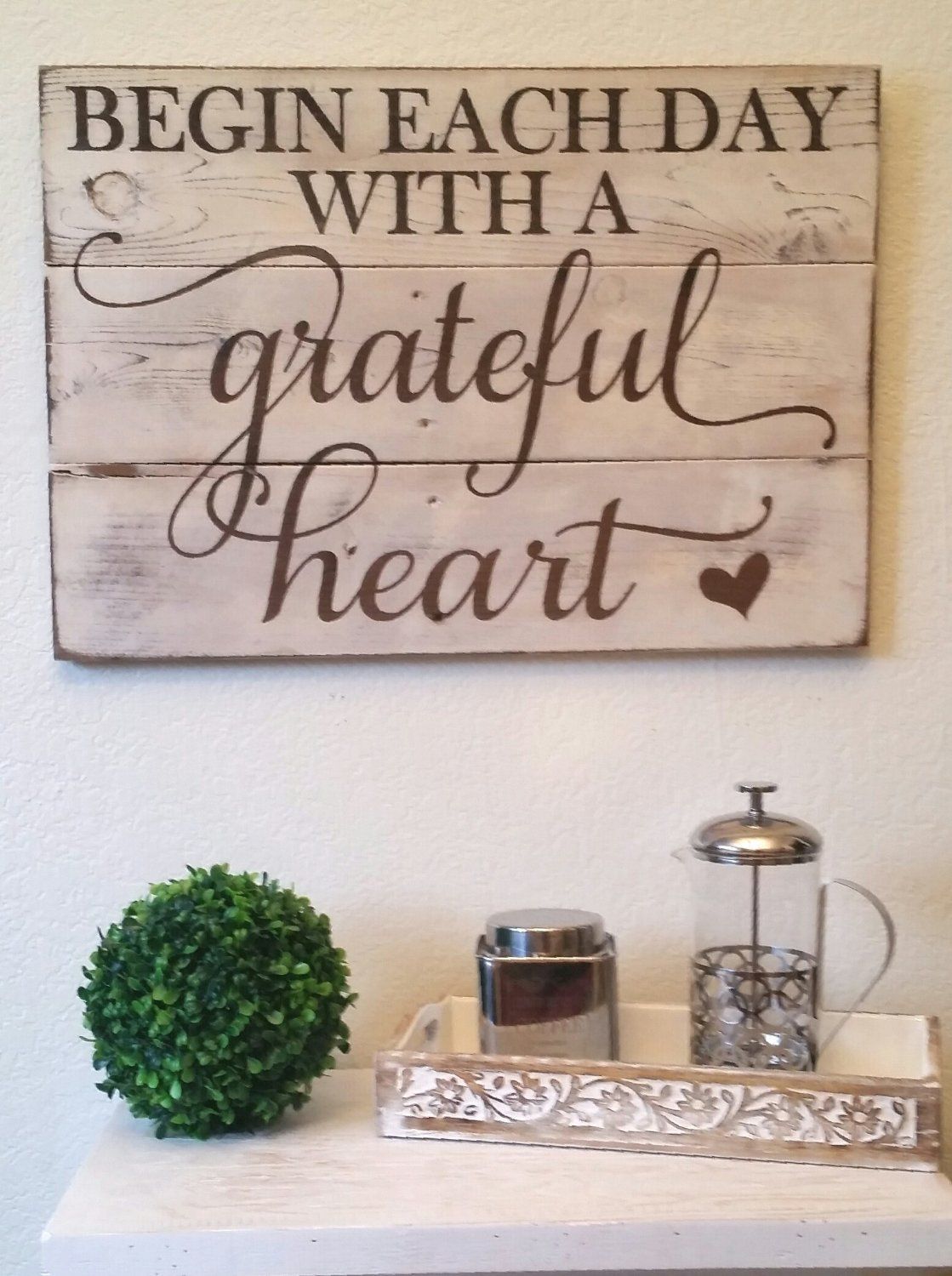 Amazon.com: Rustic Engraved Wood Sign – 23″ x 16″ – Begin Each Day with a Grateful