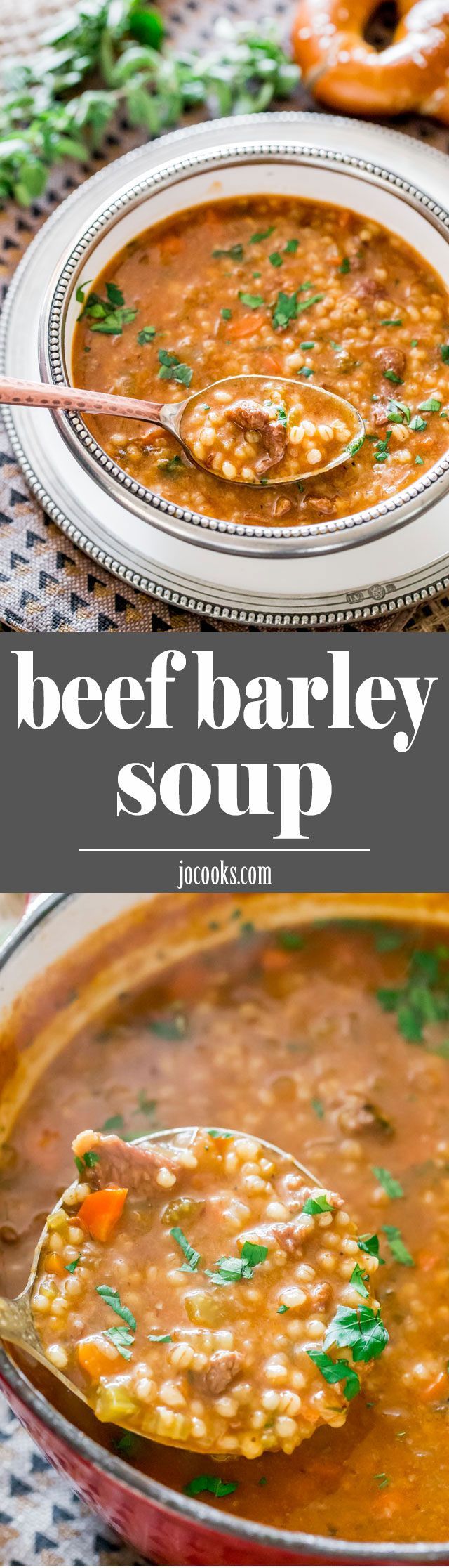 Beef Barley Soup – rich, satisfying, comfort in a bowl. A hearty and delicious sou