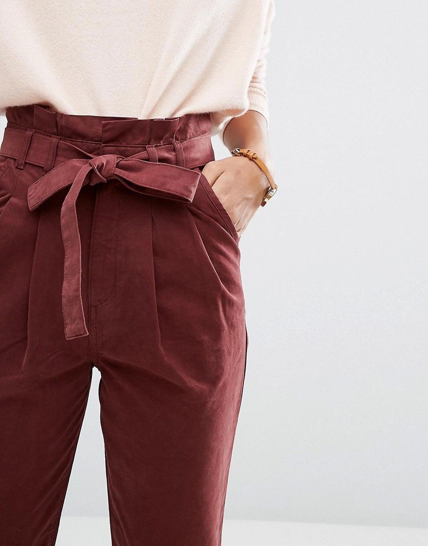 Bild 3 von ASOS – Paperbag-Hose mit hoher Taille und geradem Schnitt