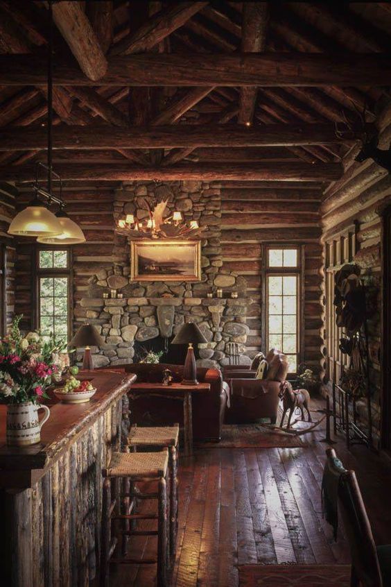 CABIN Rustica Collection ~ The best part of a Rustic Cabin is the Stone Fireplace,