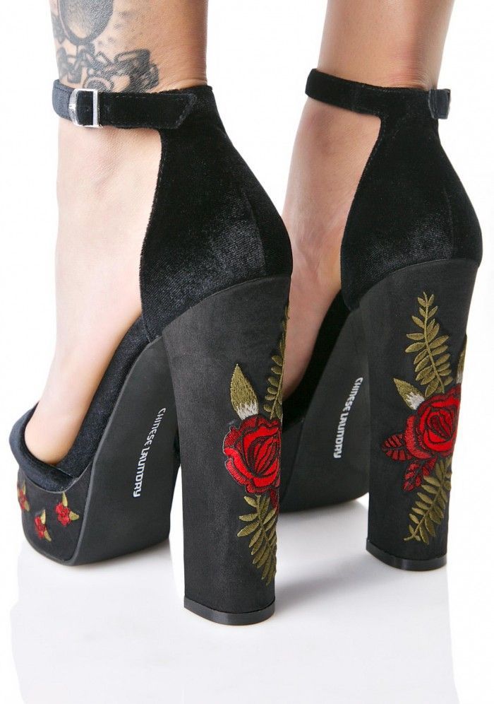 Chinese Laundry Ariana Velvet Embroidered Platforms