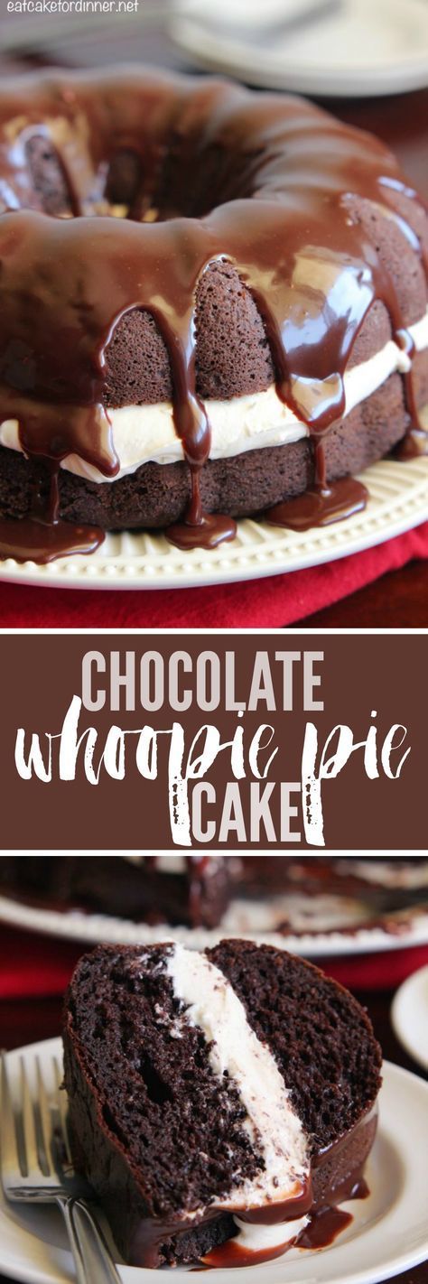 Chocolate Whoopie Pie Cake is a delicious spin on the classic whoopie pie! A dense