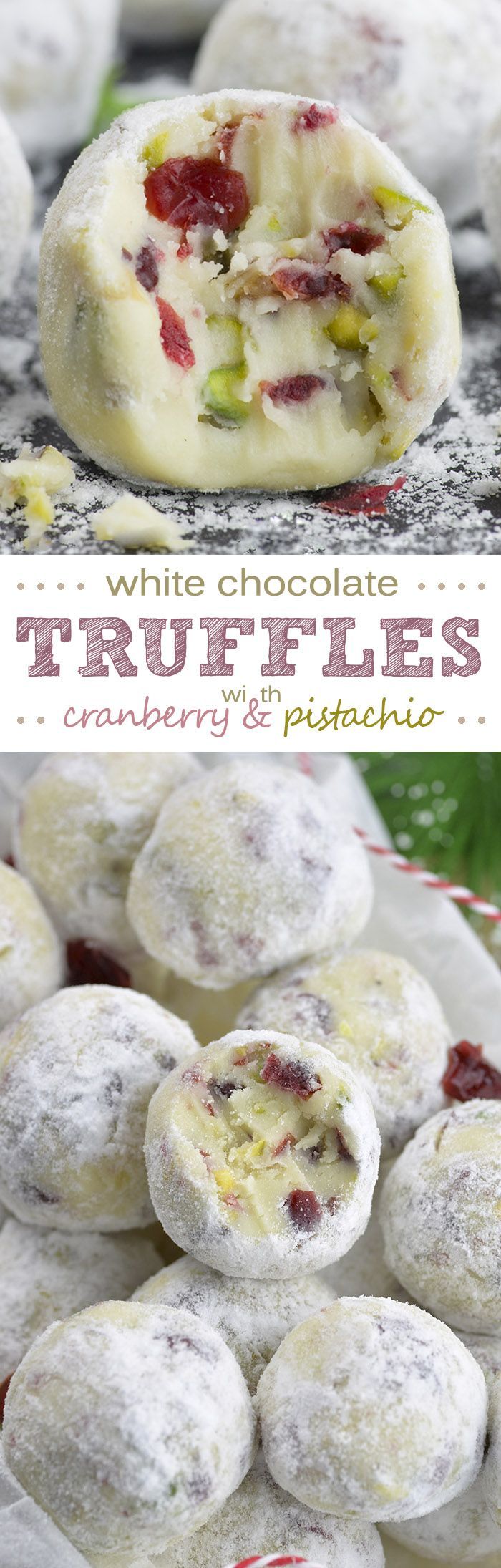 Cranberry Pistachio White Chocolate Truffles are super cute and festive no-bake de
