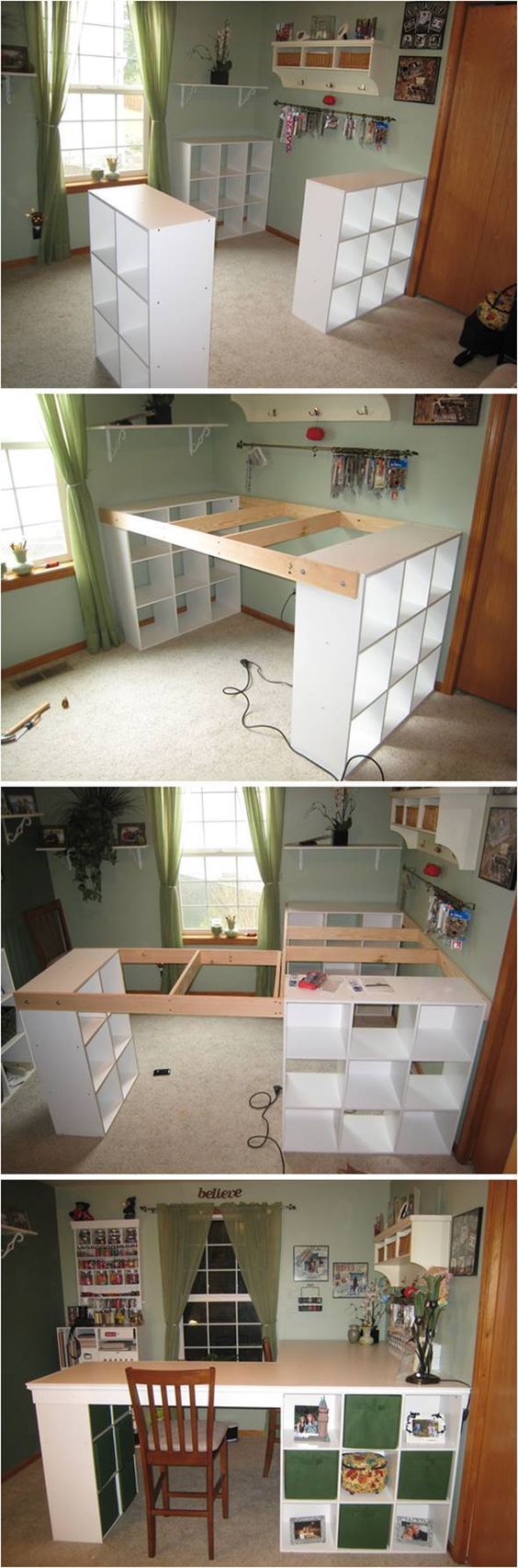 Creative Ideas – DIY Customized Craft Desk – I am always a fan of L-shaped layouts