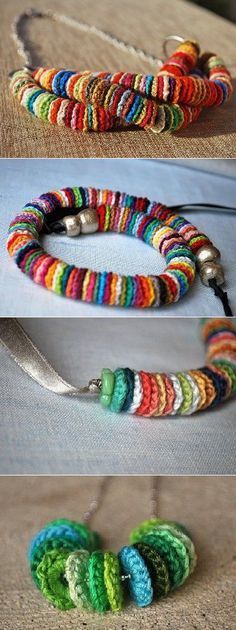Crochet Circles for Necklace or Bracelet cute mexican folk art style crochet neckl