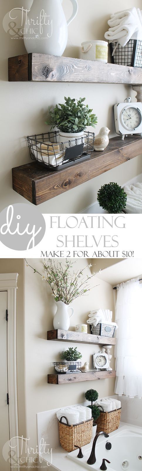 DIY Floating Shelves just like the ones from Fixer Upper! Make 2 of these for abou