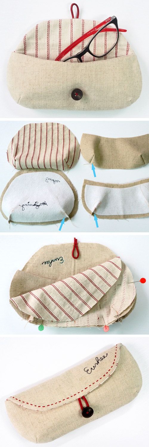 DIY Glasses Case Sewing Tutorial + Pattern. How to Sew.  www.free-tutorial…