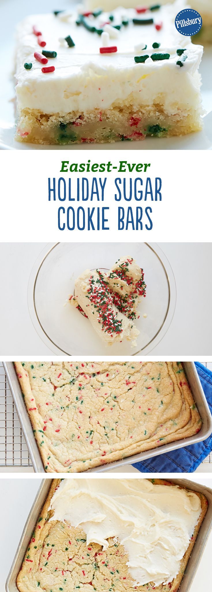 Easiest-Ever Holiday Sugar Cookie Bars: Enjoy these yummy bars made with Pillsbury