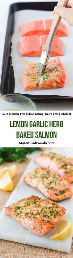 Easy Baked Fish Recipe – Lemon Garlic Herb Crusted Salmon Recipe {Paleo, Whole30,