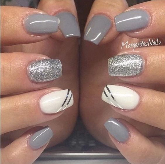 Elegant and modern gray nail art