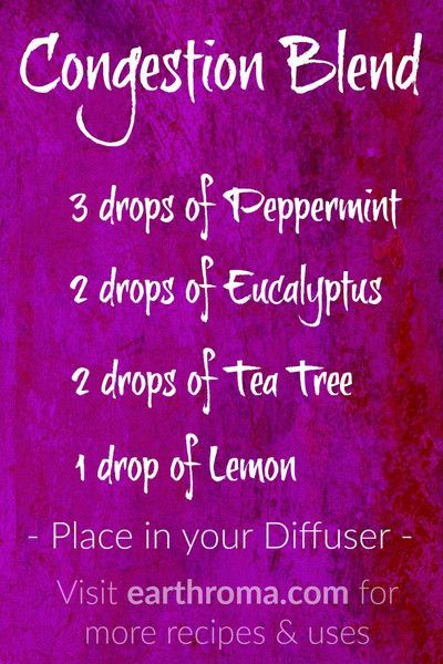 Essential Oil Congestion Blend Diffuser Recipe. 3 drops of Peppermint essential…