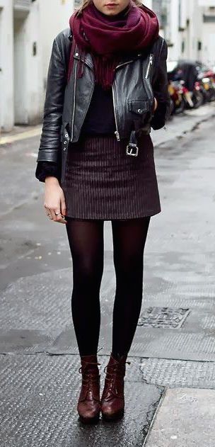 Falda c/ medias negras+zapatos