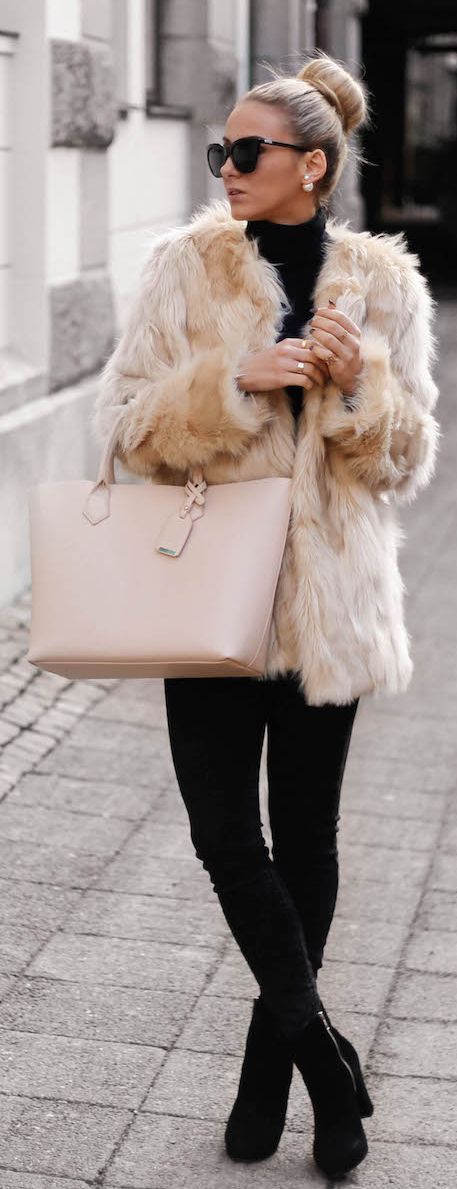 Faux Fur Coat Outfits: Sendi Skopljak is wearing a popularity faux fur coat from C