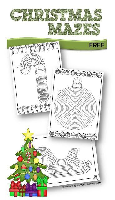 FREE Christmas Mazes – included in these Christmas printables are 8 different holi