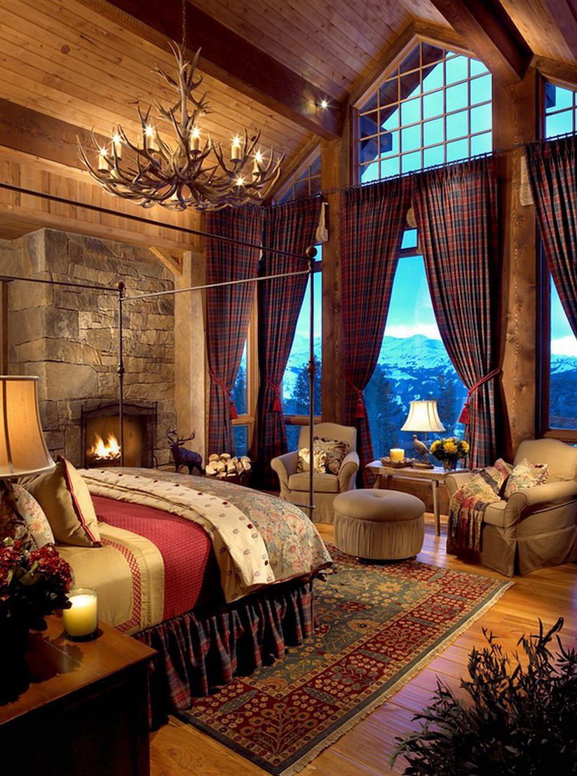 Grand Log Cabin Bedroom