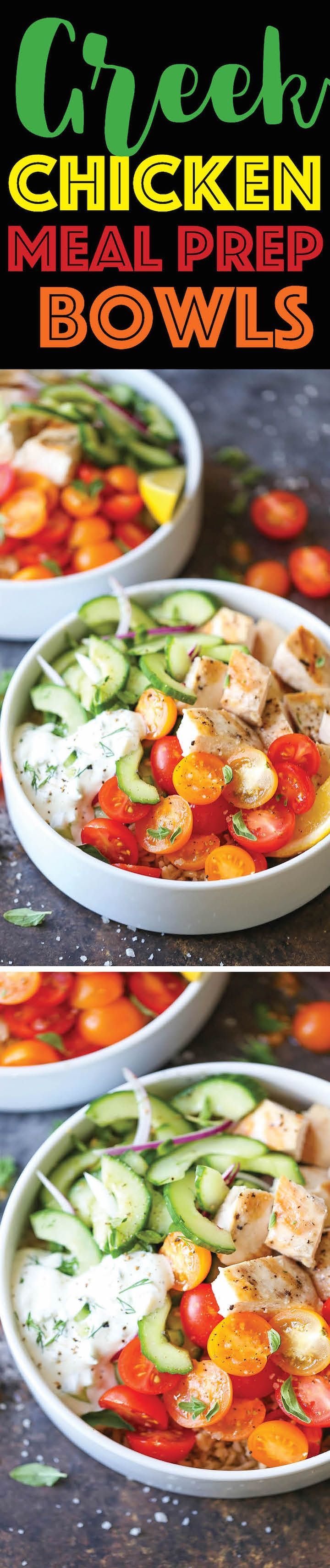 Greek Chicken Meal Prep Bowls – Packed with everyones favorite fresh Greek fl