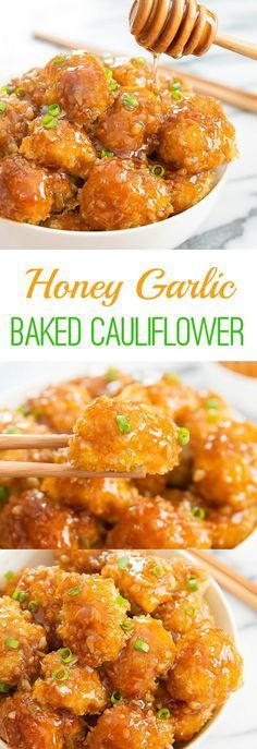 Honey Garlic Baked Cauliflower. An easy and delicious weeknight meal!