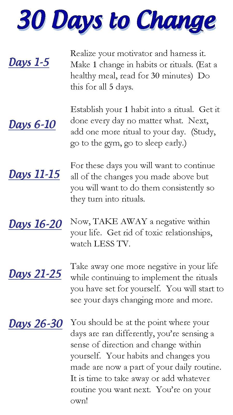 How to turn your life around in 30 days.