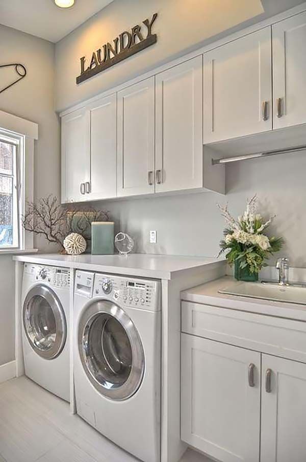 I like this design. Washer/dryer side by side, plus the sink. I would have a diffe
