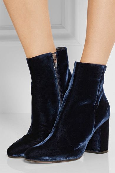 I need to get my hands on these amazing midnight blue velvet booties from Net-A-Po