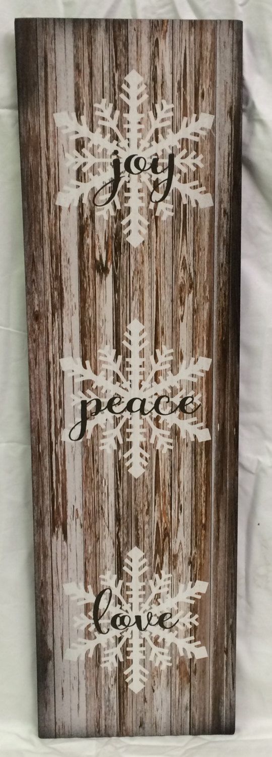 Joy Peace Love Wood Sign or Canvas Wall Hanging – Christmas, Farmhouse,Winter Sign