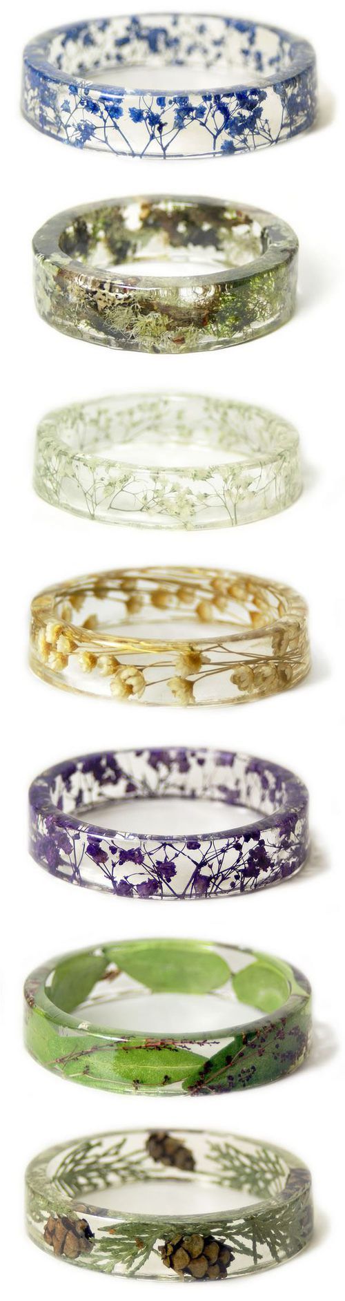 Love these rings with actual flowers inside them.  :D