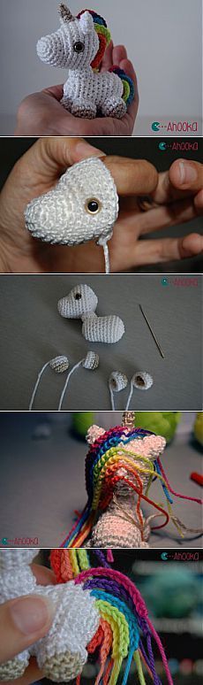 Mini licorne arc-en-ciel au crochet – modèle gratuit [amigurumi]