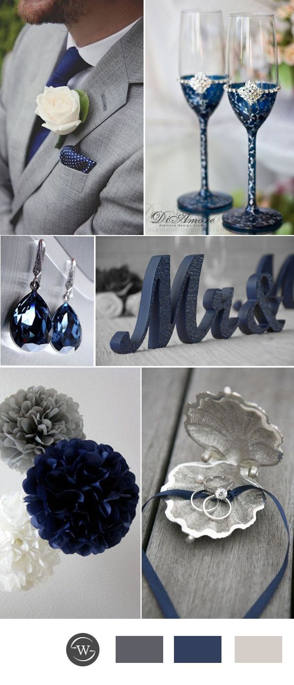 navy blue and grey wedding color ideas for 2017 More