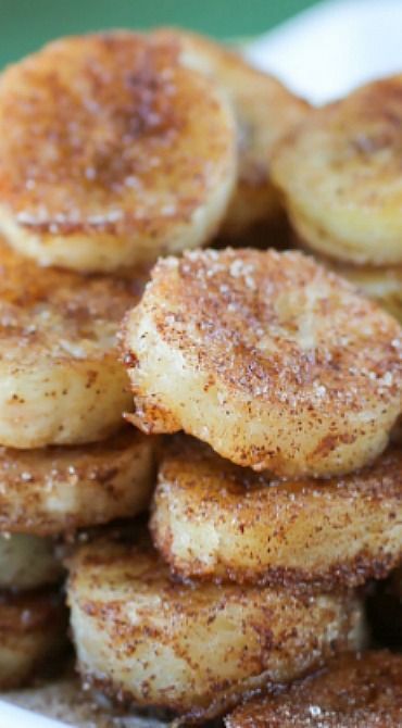 Pan Fried Cinnamon Bananas.Only three ingredients and a couple of hours to freeze